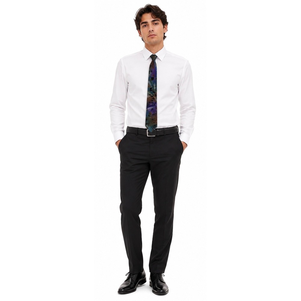 City Streets Necktie Mens OS Multicolor Abstract Painterly Art Silk Style Tie